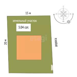 Дом 61м², 1-этажный, участок 3 сот.