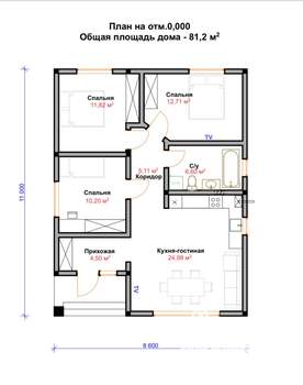 Дом 87м², 1-этажный, участок 5 сот.