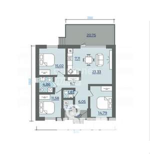 Дом 118м², 1-этажный, участок 6 сот.