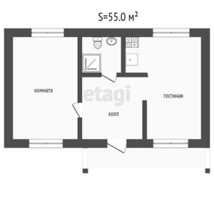 Дом 55м², 1-этажный, участок 5 сот.