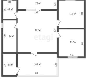 Дом 114м², 1-этажный, участок 6 сот.