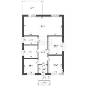 Дом 110м², 1-этажный, участок 6 сот.