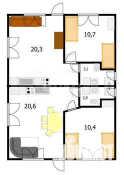 Дом 68м², 1-этажный, участок 4 сот.