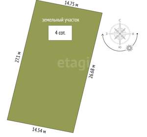 Дом 65м², 1-этажный, участок 4 сот.