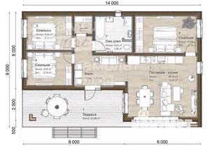 Дом 114м², 1-этажный, участок 4 сот.
