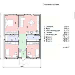 Дом 91м², 1-этажный, участок 7 сот.