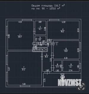 Дом 115м², 1-этажный, участок 4 сот.