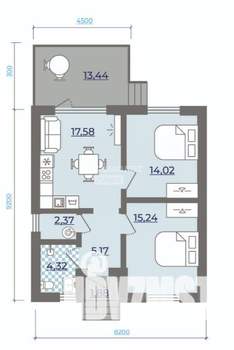 Дом 63м², 1-этажный, участок 4 сот.