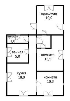 Дом 65м&sup2;, 1-этажный, участок 5 сот.  