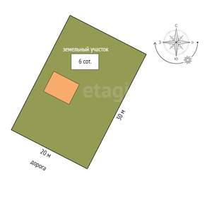 Дом 48м&sup2;, 1-этажный, участок 6 сот.  