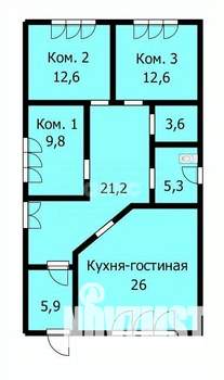 Дом 103м², 1-этажный, участок 8 сот.  