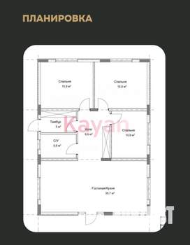 Дом 100м&sup2;, 1-этажный, участок 3 сот.  