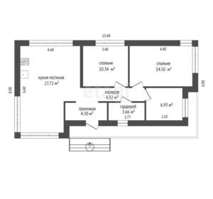 Дом 75м², 1-этажный, участок 3 сот.  