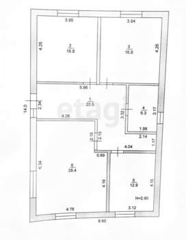 Дом 107м&sup2;, 1-этажный, участок 5 сот.  