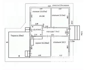 Дом 102м², 1-этажный, участок 6 сот.  