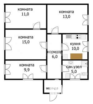 Дом 70м², 1-этажный, участок 10 сот.  