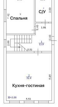 Дом 132м², 2-этажный, участок 3 сот.  