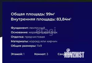 Дом 99м&sup2;, 1-этажный, участок 7 сот.  