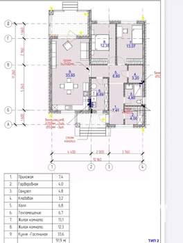 Дом 115м&sup2;, 1-этажный, участок 4 сот.  