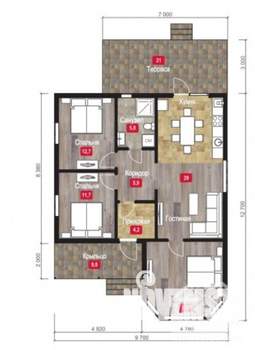 Дом 90м&sup2;, 1-этажный, участок 6 сот.  