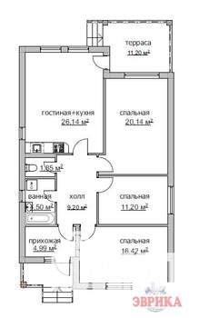 Дом 106м², 1-этажный, участок 6 сот.  