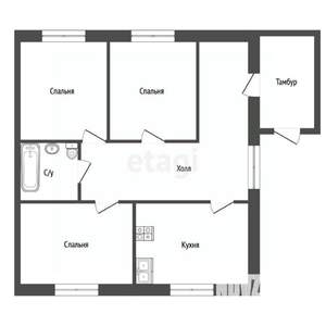 Дом 66м&sup2;, 1-этажный, участок 8 сот.  