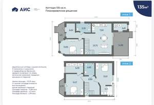 Коттедж 135м&sup2;, 2-этажный, участок 6 сот.  