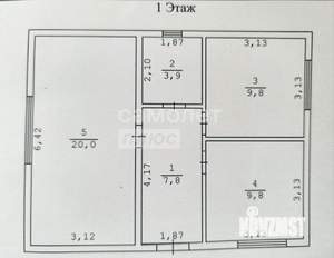 Дом 54м², 1-этажный, участок 3 сот.  
