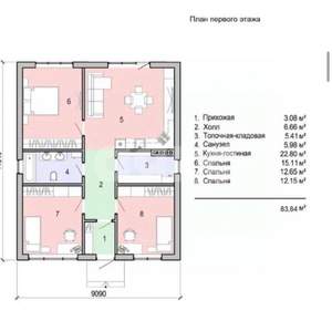 Дом 84м&sup2;, 1-этажный, участок 7 сот.  