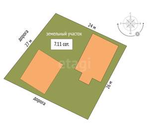 Дом 103м², 1-этажный, участок 7 сот.  