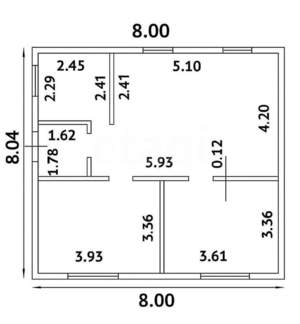 Дом 58м², 1-этажный, участок 6 сот.  