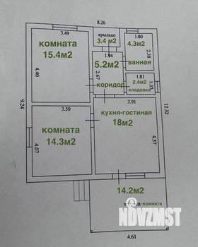 Дом 77м², 1-этажный, участок 6 сот.  