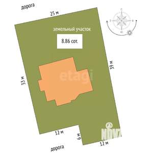 Дом 220м&sup2;, 2-этажный, участок 9 сот.  