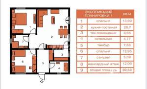 Дом 90м², 1-этажный, участок 4 сот.  