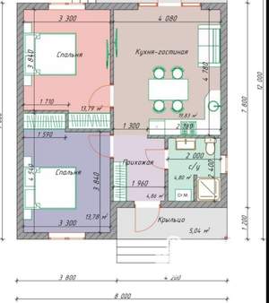 Дом 54м&sup2;, 1-этажный, участок 4 сот.  