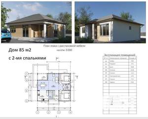 Коттедж 85м&sup2;, 1-этажный, участок 6 сот.  