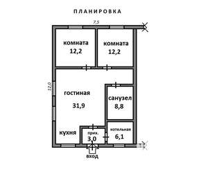 Дом 80м², 1-этажный, участок 3 сот.  