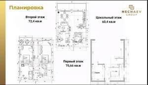 Коттедж 207м&sup2;, 3-этажный, участок 4 сот.  