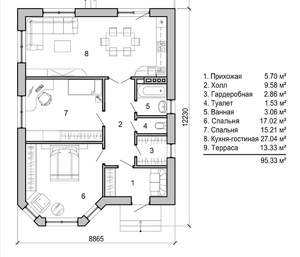 Дом 95м&sup2;, 2-этажный, участок 5 сот.  