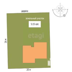 Дом 66м&sup2;, 1-этажный, участок 5 сот.  