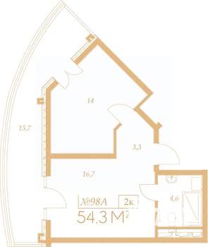 2-к квартира, вторичка, 54м2, 8/9 этаж