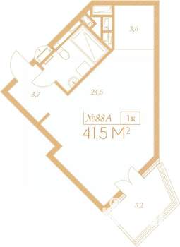 1-к квартира, вторичка, 45м2, 6/9 этаж