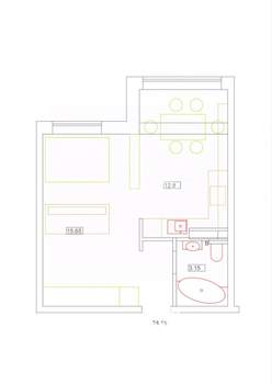 1-к квартира, вторичка, 34м2, 6/6 этаж