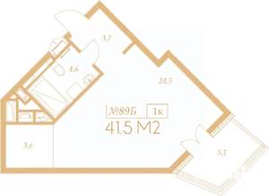 1-к квартира, вторичка, 36м2, 7/9 этаж