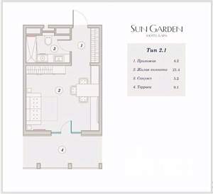 Студия квартира, вторичка, 40м2, 2/7 этаж