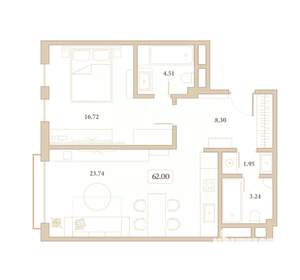 1-к квартира, вторичка, 62м2, 3/7 этаж