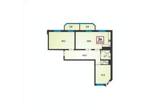 3-к квартира, вторичка, 80м2, 8/16 этаж