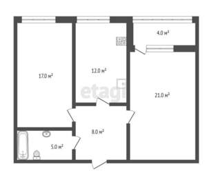 2-к квартира, вторичка, 67м2, 2/3 этаж