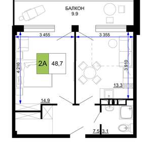 2-к квартира, вторичка, 49м2, 5/9 этаж