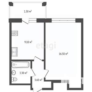 1-к квартира, вторичка, 33м2, 2/5 этаж